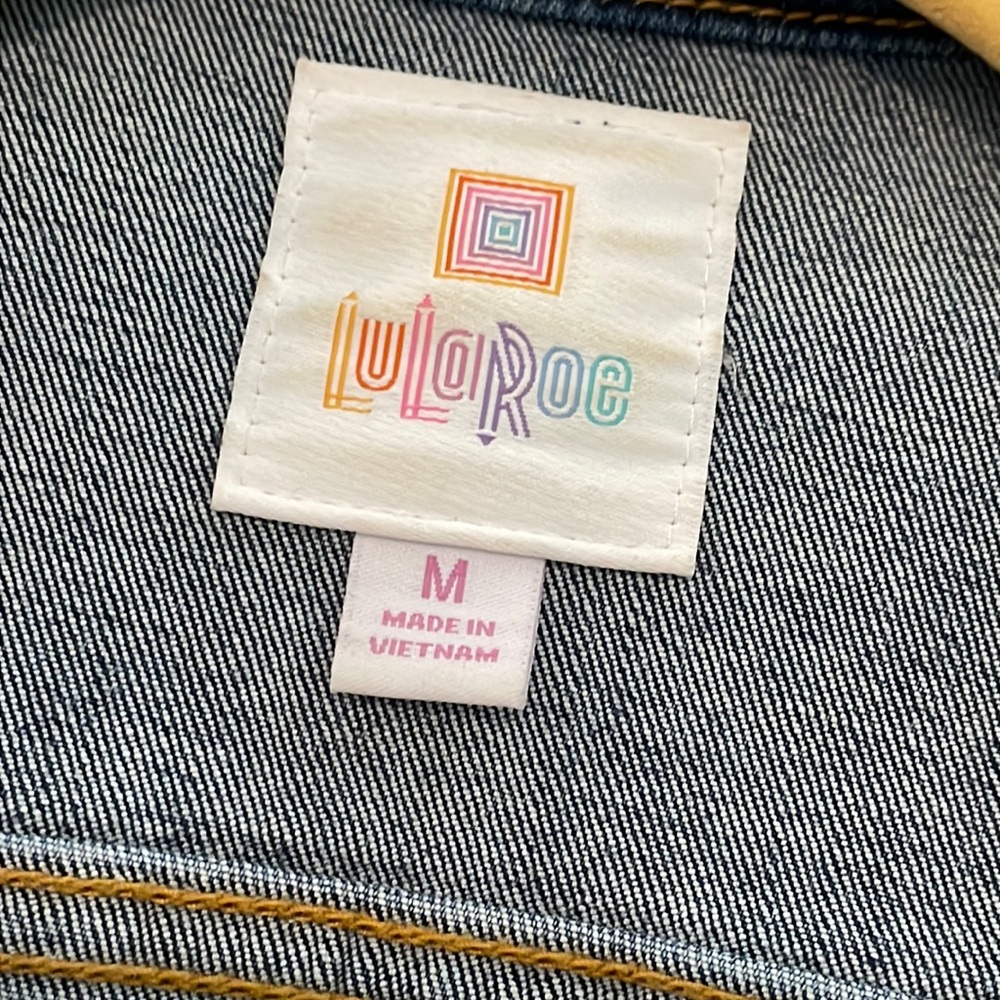 LuLaRoe Harvey Denim Jacket Rose Gold Size M EUC - Picture 5 of 8